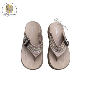 Sandal Jepit Wanita Platform Asesoris Samping Empuk Wedges Simple Trendi