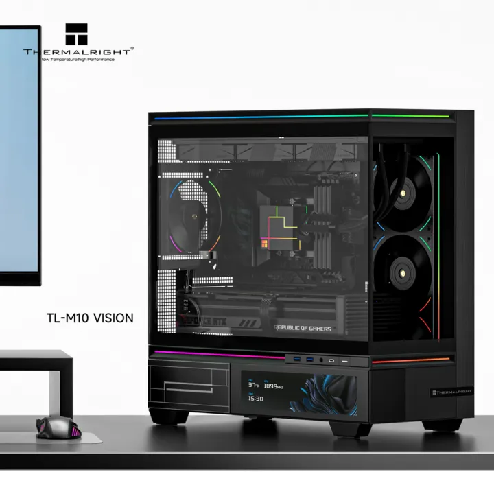Thermalright TL-M10 M10 & M10 Vision MATX Tempered Glass with 6.9 LCD Display Desktop PC Casing Black & White
