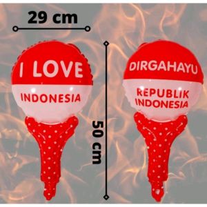 PUSAT GROSIR AS Balon Foil Hiasan Dekotasi 17 Agustus HUT RI Indonesia Balon Pentungan Bendera Merah Putih Motif Love dan Bendera Gantung Love Bulat Bendera 18 Inchi