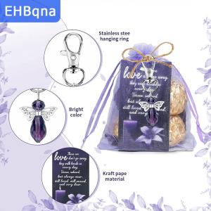 [COD] EHBqna SPORTS ชุดของขวัญงานศพ20ชุดฉลองชีวิตพวงกุญแจเทวดากระเป๋าผ้าโปร่งบางขอบคุณแท็กสำหรับอุปกรณ์ที่ระลึก