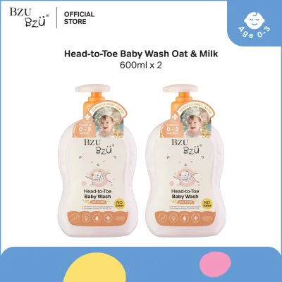 BZU BZU Head to Toe Baby Wash Oat & Milk (600ml x 2)