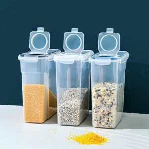 FEE YUE Transparent Cereal Storage Container Plastic Sealed Food Storage Box Practical Large Capacity  Storage Tank Home