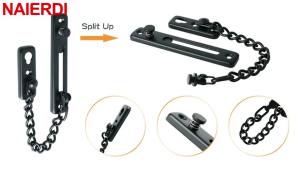 WH NAIERDI Door Chain Lock 304 Stainless Steel Security Anti-theft Door Chain Latch Buckle Guard with Nail Free Glue Door Hardware