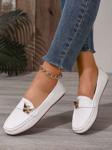 [Free Shipping] Plus-Size WomenS Flat Shoes 2026 Spring/Autumn New Collection Soft-Soled With Metal Chain Detailing Casual Style