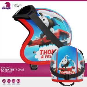 Helm Anak Bogo Retro Karakter Kartun SNI 2 3 4 5 6 7 Tahun Lucu Unik Berkendara Aman Motif Thomas Kacamata