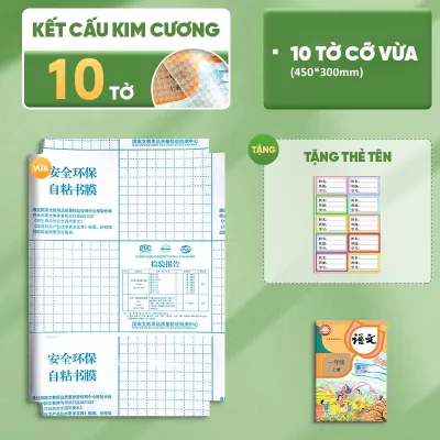 Decal Bọc Sách Vở Trong Suốt Tự Dính Chống Nước 3 Size Kèm Nhãn Tên Dễ Dán Cho Học Sinh