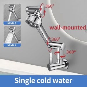 Rotating Water Tap Kitchen Faucet with Sprayer 4 Outlet Modes Cold Hot Sink Faucet Stainless Steel Bathroom Faucet