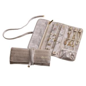 Flocking Storage Roll Multiple Pocket Compartment Organizers for Rings Earrings Necklaces