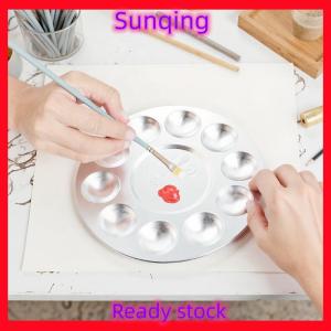 SQ Stationery [Flash Sale] Aluminum Palette Childrens Painting Metal Palette Hand-Painted Gouache Watercolor Round Palette