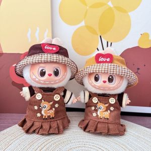 ANGCHI ฟอน ผ้าสำหรับตุ๊กตา ซิก้าเดียร์ ชุดเอี๊ยม ผ้าคลุมเวลา ที่นั่ง ชุดของเล่น คละสี ชุดตุ๊กตาผ้าขนฟูขนาด 17 ซม. ของตกแต่งตุ๊กตาผ้าฝ้าย