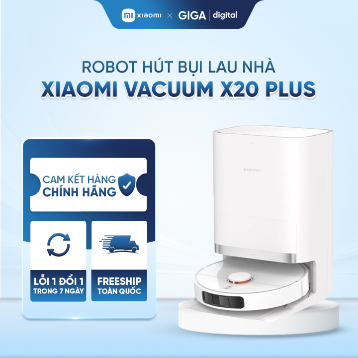 Robot hút bụi lau nhà Xiaomi Vacuum X20 Plus - Tự động giặt sạch và thổi khô khăn lau - Lực hút ấn tượng 6000Pa