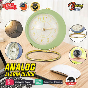 Globe Alarm Clock Silent Analog Bedside with Night Light Retro Vintage Design / Jam Loceng