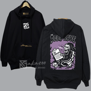 AKAZOO sweater distro pria kekinian trend 100% tebal DPN BLAKANG THE DEAD LOVE sablon saku