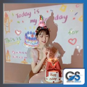 Gratis Semua - Proyektor Mini Ulang Tahun Portable / Happy Birthday Projector / Lampu Pesta Proyektor Ide Hadiah Ulang Tahun Lucu