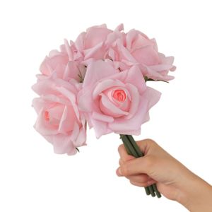 UMBRAULI Curled Edge Artificial Rose Flower Branch 5 Heads Real Touch Fake Flowers Photography Prop Realistic Simulation Rose Flower Home Living Room Decor