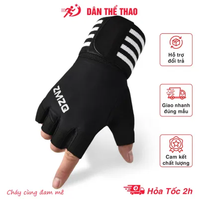 Bao tay tập gym tập xà tạ thể hình đi xe máy đi phượt cho nam và nữ - Găng tay gym ZMZQ có cuốn cổ tay tích hợp 2 trong 1