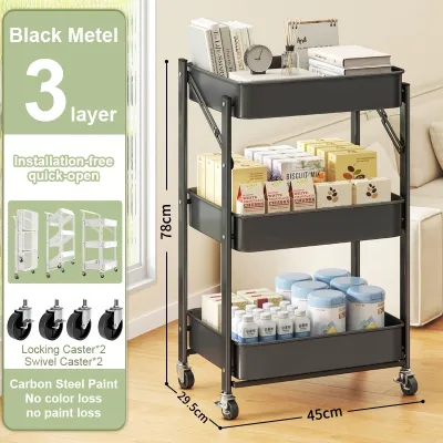TURTLE Trolley with wheels Movable Storage Rack/Installation-free Rack Trolley rack wheel 3 Layer