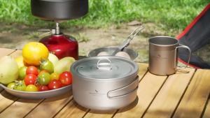 Boundless Voyage Titanium Pot with Lid Outdoor Camping Single Layer Bowl Lunch with Folding Handles Portable Pan2026