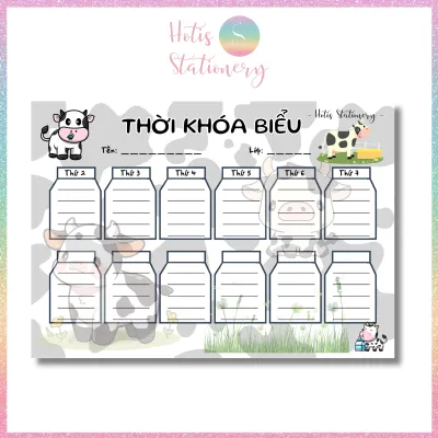 ÉP NHỰA - Thời Khóa Biểu A4 Hotis tẩy xóa dược lịch học nhiều mẫu thiết kế dễ thương