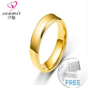 4mm Smooth Glossy Double Bevel Titanium Steel Ring Fashion Simple Stainless Steel Ring Couple Men Women Cincin