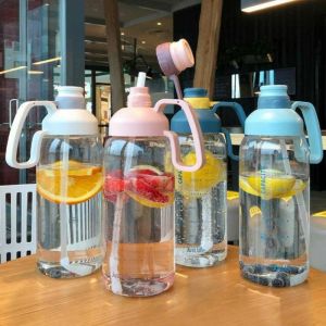 Bình Đựng Nước Thể Thao Dung Tích Lớn 1800ml Thiết Kế Tiện Lợi Bình Nước Detox 18L Có Ống Hút