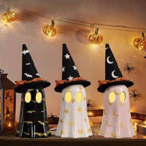 DAZONGE Set of 6 Ceramic Halloween Pumpkins Halloween Decorations Indoor