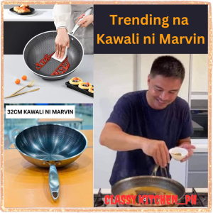Kawali ni Marvin 32cm Big Flat Non-Stick Frying Pan/ Stainless Steel Non Stick Induction Pan Wok Pan/ Trending na Kawali