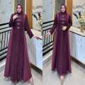 Baju gamis wanita Remaja Trendy coklat mahogani Motif Brukat terbaru 2026 Nazerra maxi Bahan velvet Premium gaun wanita Pesta Kondangan Cantik elegant Fashion modist bahan adem Bisa COD. 