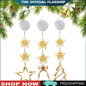 【New Arrival】 Christmas Window Decoration Light Warm White 3 Pack LED Sucker Lamp Battery Operated for Glass Windows Outdoor Decor