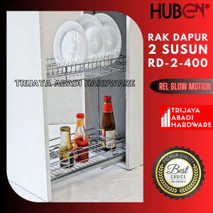 Rak Dapur 2 Susun 40 cm Piring Botol Rak Huben Kabinet Bawah Chrome