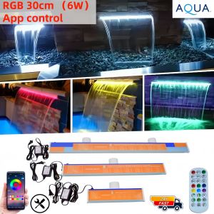 Acrylic Pool Water Descent Waterfall Fountain RGB LED Strip Adjustable Light Swimming Pool Garden Decor