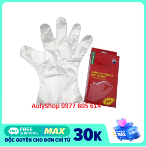 [100 CÁI] Hộp 100 chiếc găng tay nilong tiện lợi găng tay dùng 1 lần làm bếp không bột TPE găng tay victoria bay