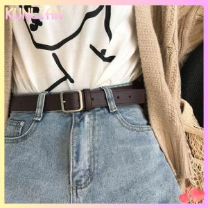 [KUNLIAN] PU Leather Belt For Women Square Buckle Pin Buckle Jeans Belt Ladies Vintage Strap Female Waistband