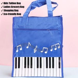 [MSIA SHIP] NOVELTY Dark Blue Elegant Piano Keyboard Design Tuition Multipurpose Bag & Pencil Case Beg Serbaguna & Kotak Pensil Warna Biru Kids Lady Library Grocery Eco-friendly Shopping Market Student Children Compartment Budak Sekolah Hadiah 补习 环保 购物袋