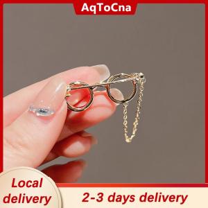 [COD] AqToCna Ship within 24 hours Creative Glasses Frame Metal Brooches Sunglasses Tassel Chain Lapel Pin Cartoon Backpack Clothes Badges Corsage Fashion Jewelry Gift