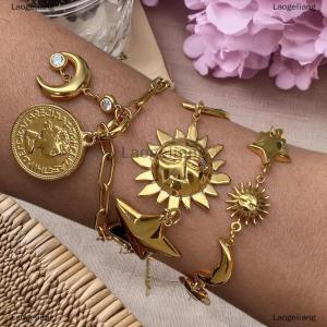 [COD] Laogeliang 1 mảnh tinh tế Sao Mặt Trăng đa năng giản dị kỳ nghỉ phong cách nối vòng đeo tay người Mặt trời Mặt Dây chuyền vòng tay nữ trang sức quà tặng
