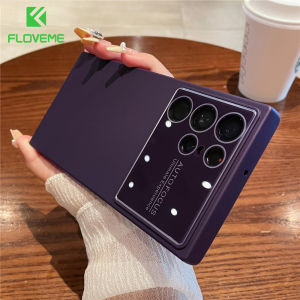 FLOVEME Luxury Camera Protection Glass Lens Liquid Silicone Phone Case For Samsung S23 S22 Ultra S23+ S22+ Plus Square Matte Skin Feeling All-inclusive Anti-fall Soft Shockproof Bumper Back Cover For Samsung S23 S22