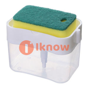 I know 2 In 1 Soap Pump Dispenser + Sponge Holder + FREE Sponge Caddy 385ml | For Cleaning | Pot | Sink | Kitchen | Dishes | Plates Bowl | Self Dispense Easy Press | Easy Refill | Non-Slip Base | Ready Stock |