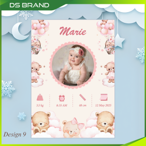 Custom Baby Bio Frame Acrylic Newborn Gift DS Brand M