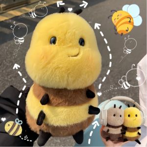 Little Bee Plush Toy Cute Seven-Spot Ladybug Stuffed Doll with Soft Wings Adorable Birthday Gift for Kids