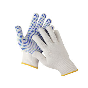 1 Pair Or 12 Pair High Quality Blue Dot Cotton Knitted Safety Hand Work Gloves Non -Slip