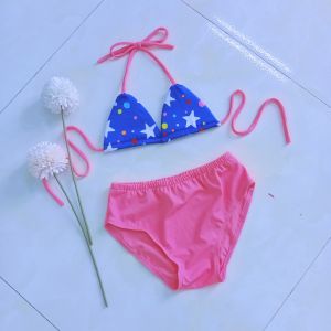 Áo tắm bé gái  đồ bơi hai mảnh lưng cao set bikini trẻ em hai mảnh buộc dây. áo bơi trẻ em.