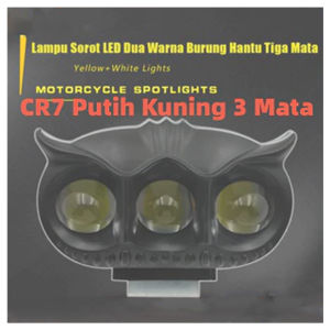 Lampu Sorot Motor Burung Hantu Bermata Tiga 3mata 40w 12-80v led Cahaya Kuning dan Putih+Ledakan+Mata Setan Merah