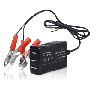 Bộ chuyển nguồn 12/24V→5V-8A kẹp ắc-quy sạc nhanh USB chống quá tải dùng xe ô-tô máy phát