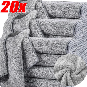 20/10 ชิ้น ผ้าเช็ดทำความสะอาดเส้นใยถ่านไม้ไผ่ / ผ้าเช็ดจานดูดซับน้ำในครัว / ผ้าเช็ดจานหนา / ผ้าเช็ดทำความสะอาดดูดซับน้ำ