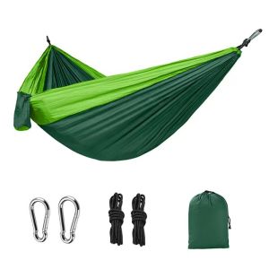 Camping Hammock - Hammocks with Mosquito Net Tent and Rain Fly Tarp Portable Single & Double Nylon Parachute Hammock with Heavy Duty Tree Strap Indoor Outdoor Backpacking Survival Travel