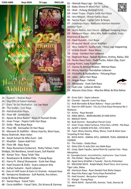Usb Lagu Pendrive Song 2024 Hari Raya Aidilfitri Melayu Malay Mp3 a800