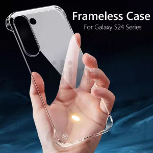 For Samsung Galaxy S24 S23 S22 S21 Plus Ultra S21 FE Case Luxury Slim Transparent Frameless Case Thin Hard PC Shockproof Protector Phone Cover