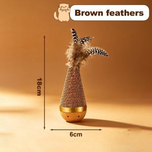 Interactive Wooden Tumbler Cat Toy Natural Feather Teaser for Kittens Durable Pet Toy Self-Happy