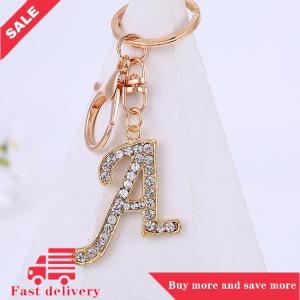 [COD] Women Crystal Alphabet Pendant With Key Ring Gold Color A-Z 26 Letters Keychain For Women Purse Handbags Charms Accessories